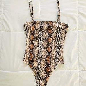 NWOT Snake print thong bodysuit
